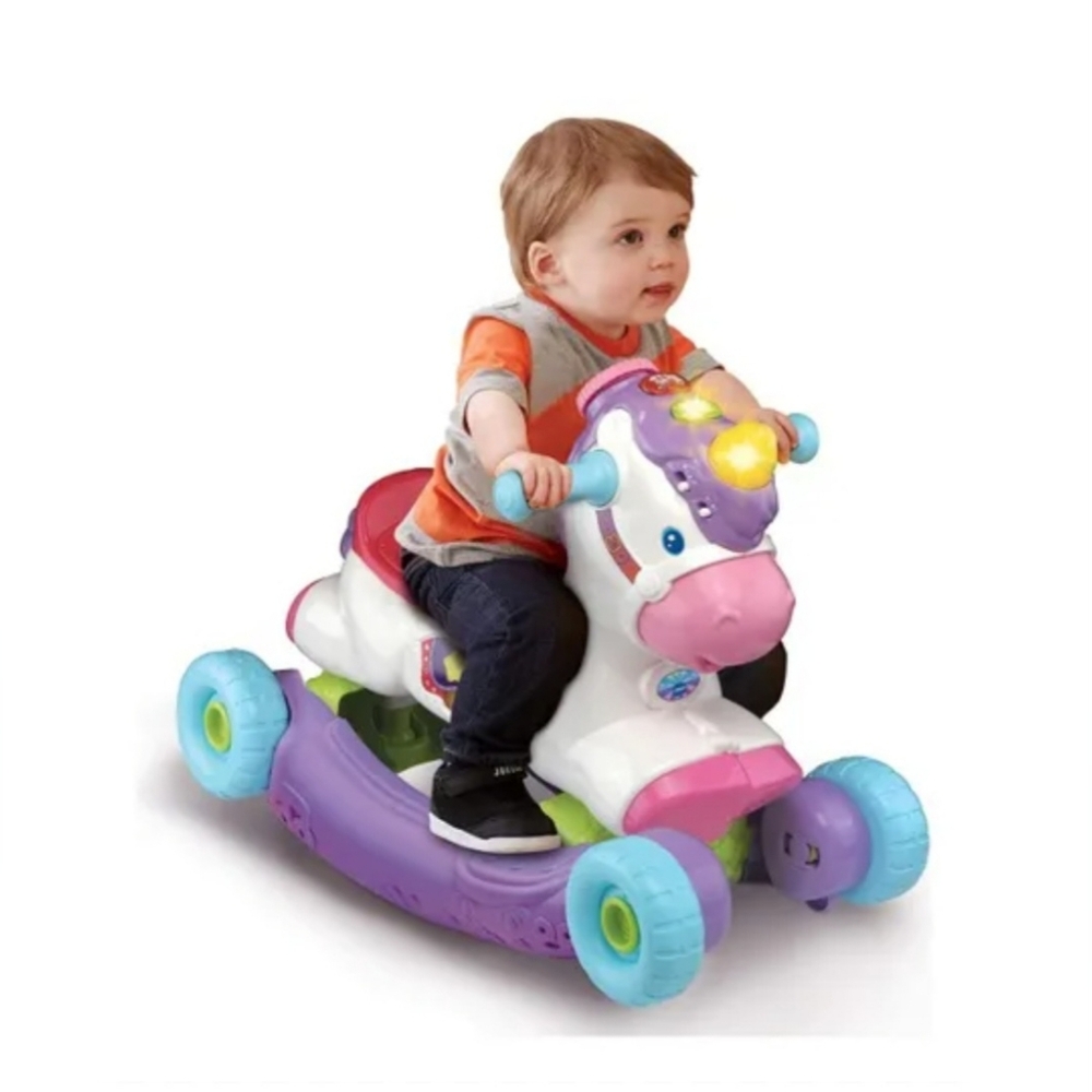 Magical Unicorn Ride-On Toy with Pink and Purple Accents